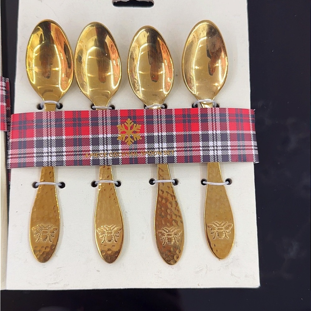 Gold Bee Accent Dessert Spoon Set - 4 Pieces
